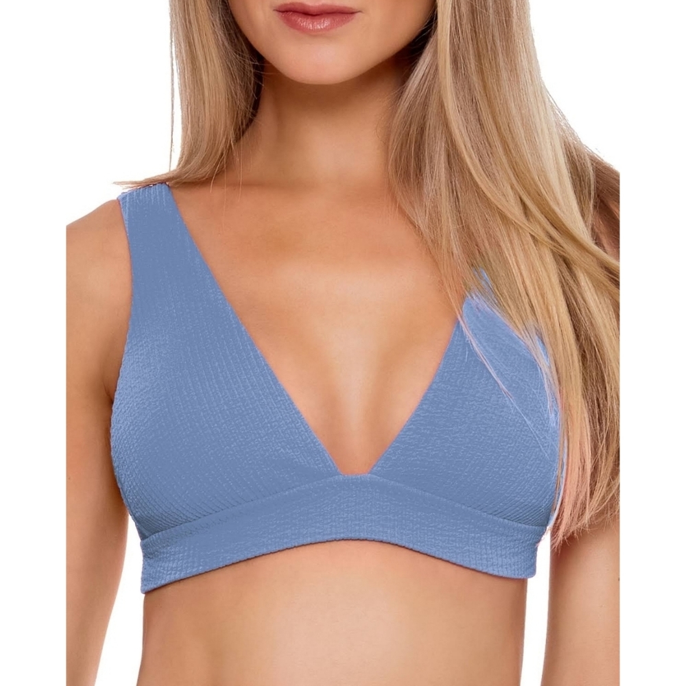 BECCA Swim Pucker Up Textured Tie Back Bikini Top Medium Mist